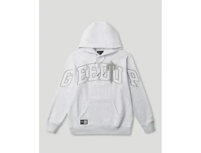 Geedup x Trapstar Team Logo Irongate T Hoodie White Marle Grey