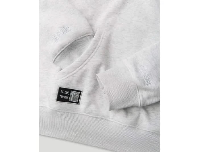 Geedup x Trapstar Team Logo Irongate T Hoodie White Marle Grey - Image 3