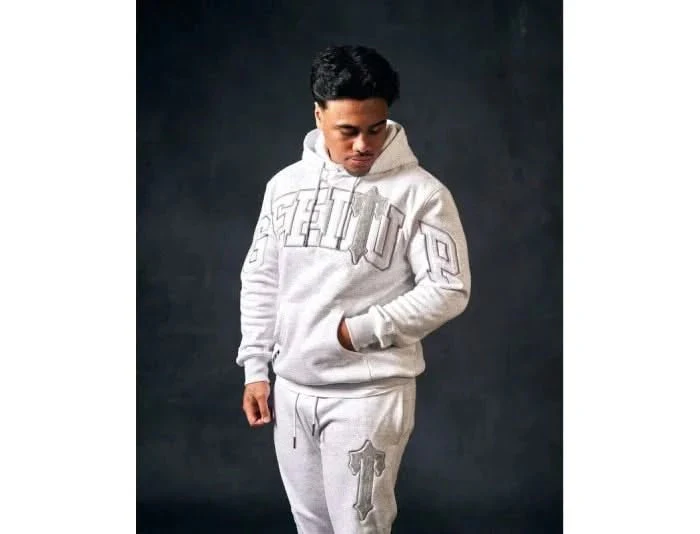 Geedup x Trapstar Team Logo Irongate T Hoodie White Marle Grey - Image 4