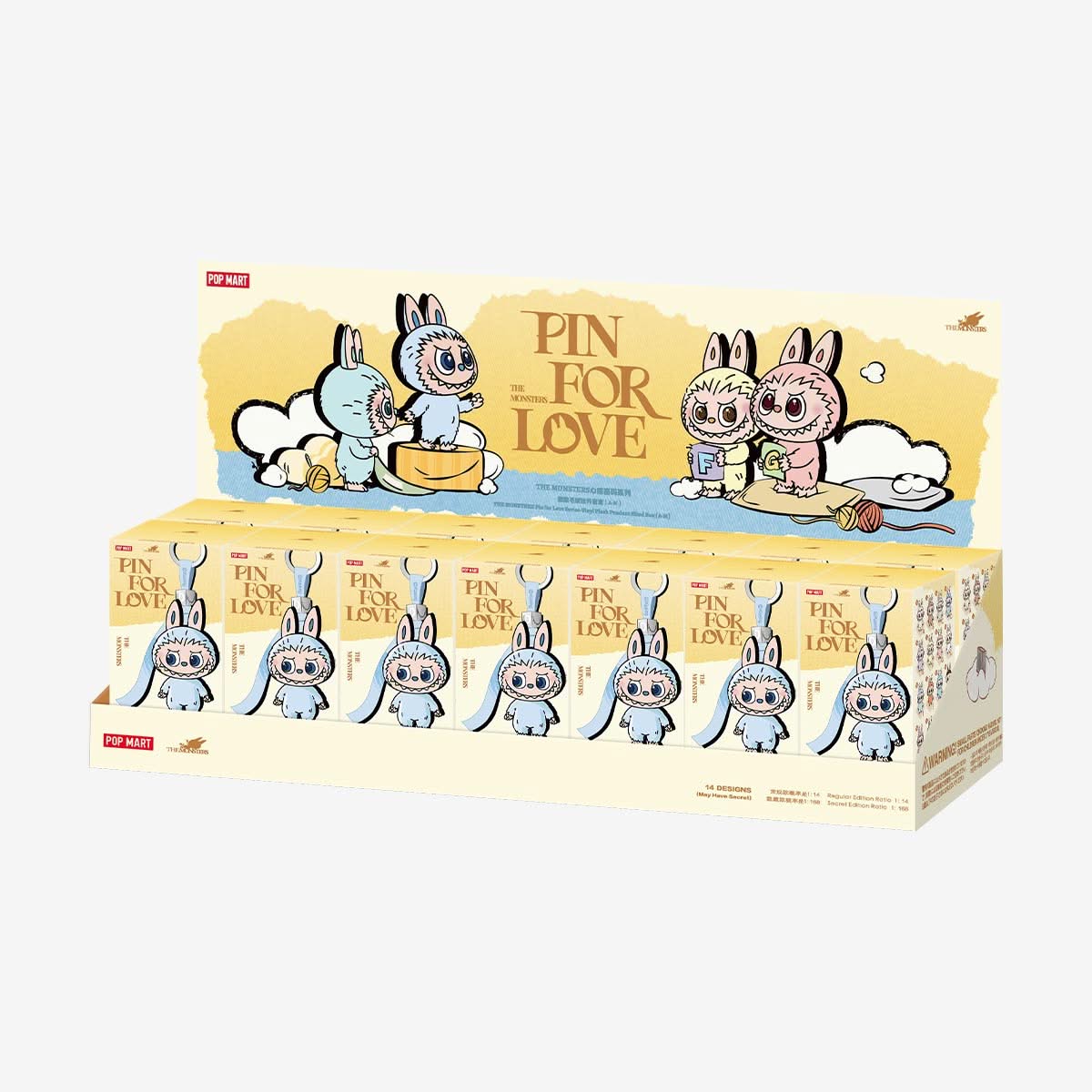 Pop Mart Labubu The Monsters Pin for Love Series Vinyl Plush Pendant (A-M) Sealed Case (14 Blind Box)